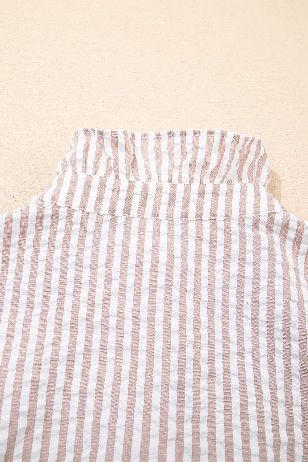 Stripe Frilled Collar Half Sleeve Shirt Dress, image 11