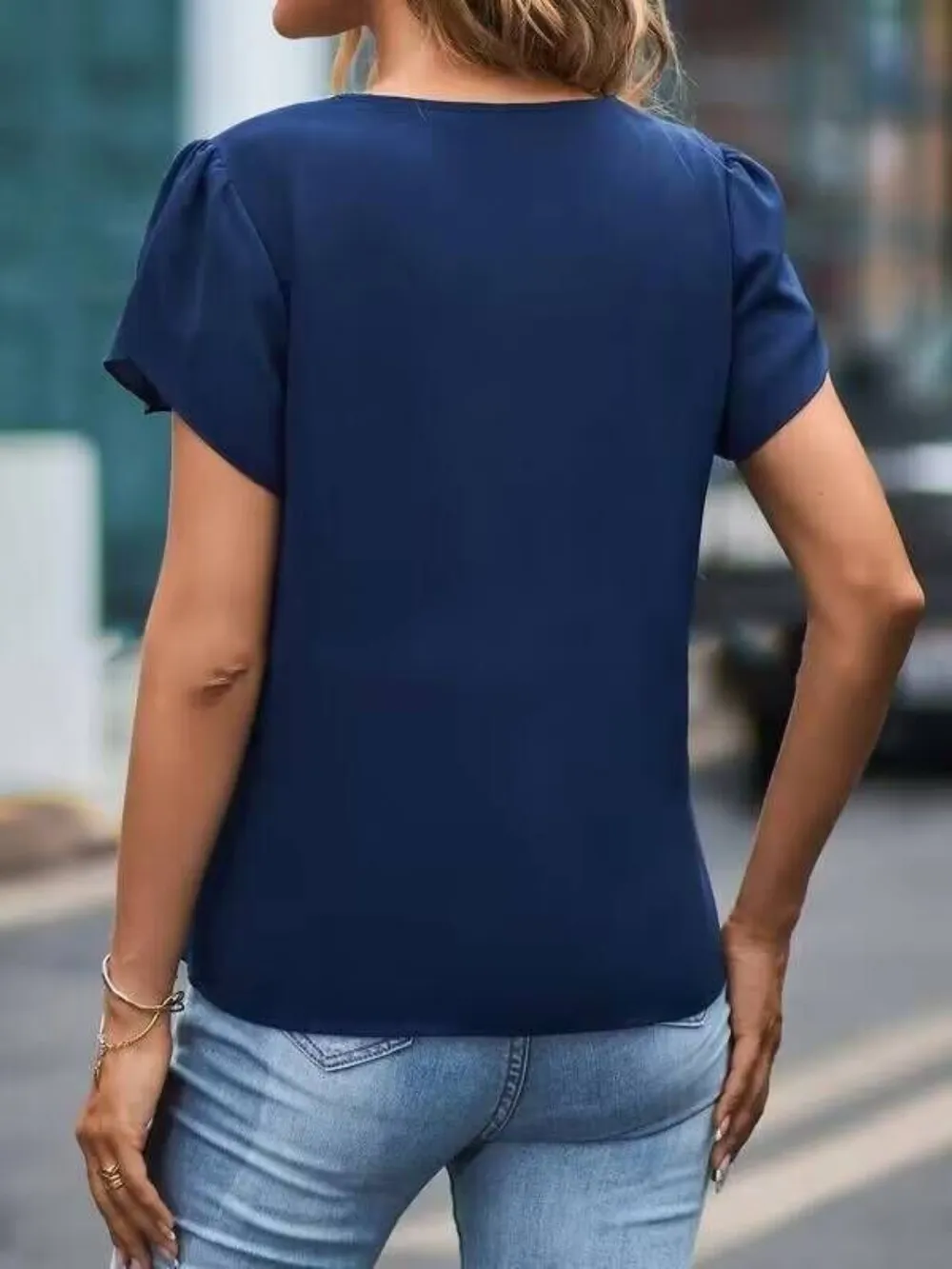 V-Neck Petal Sleeve Blouse, image 7