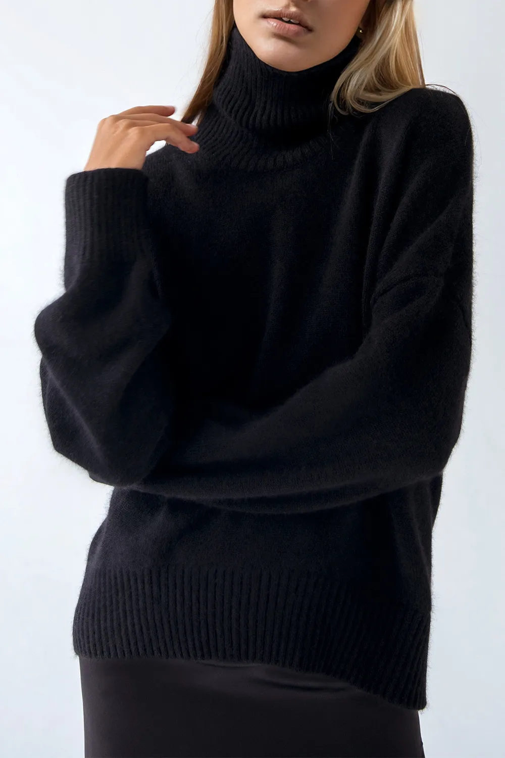 Turtleneck Dropped Shoulder Long Sleeve Sweater, image 11
