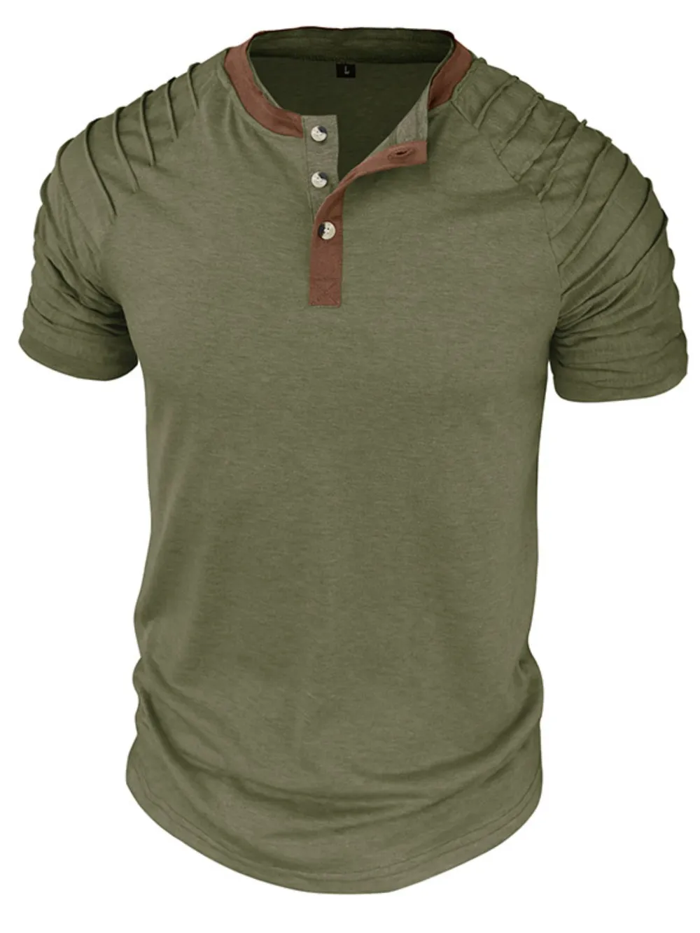 Men's Full Size Casual Henley Short Sleeve Top with Contrast Collar Plus Size, image 10