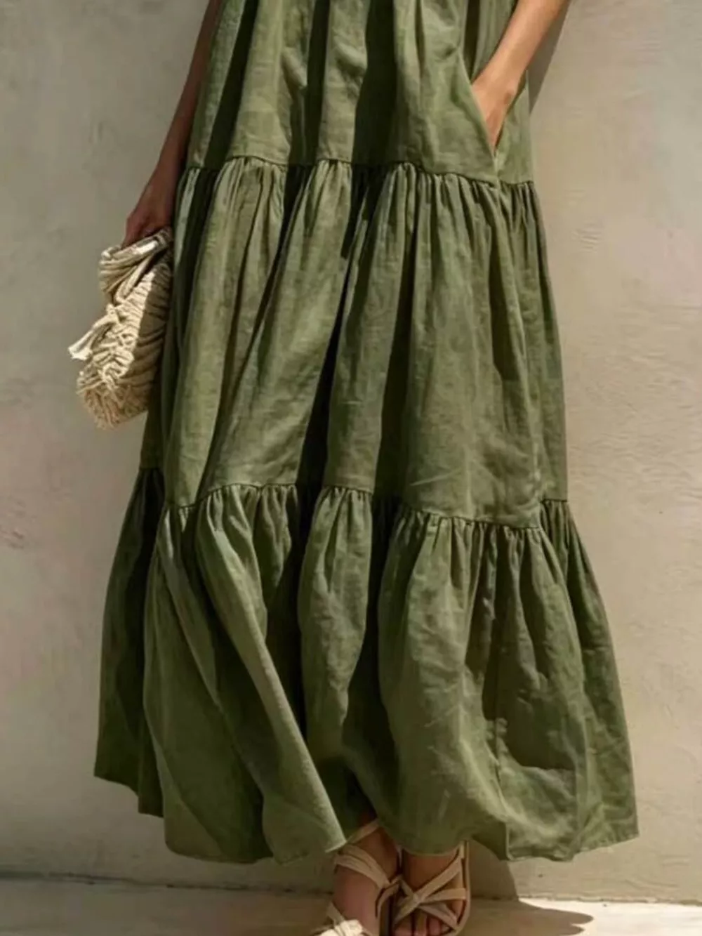 Tiered Scoop Neck Maxi Dress, image 8
