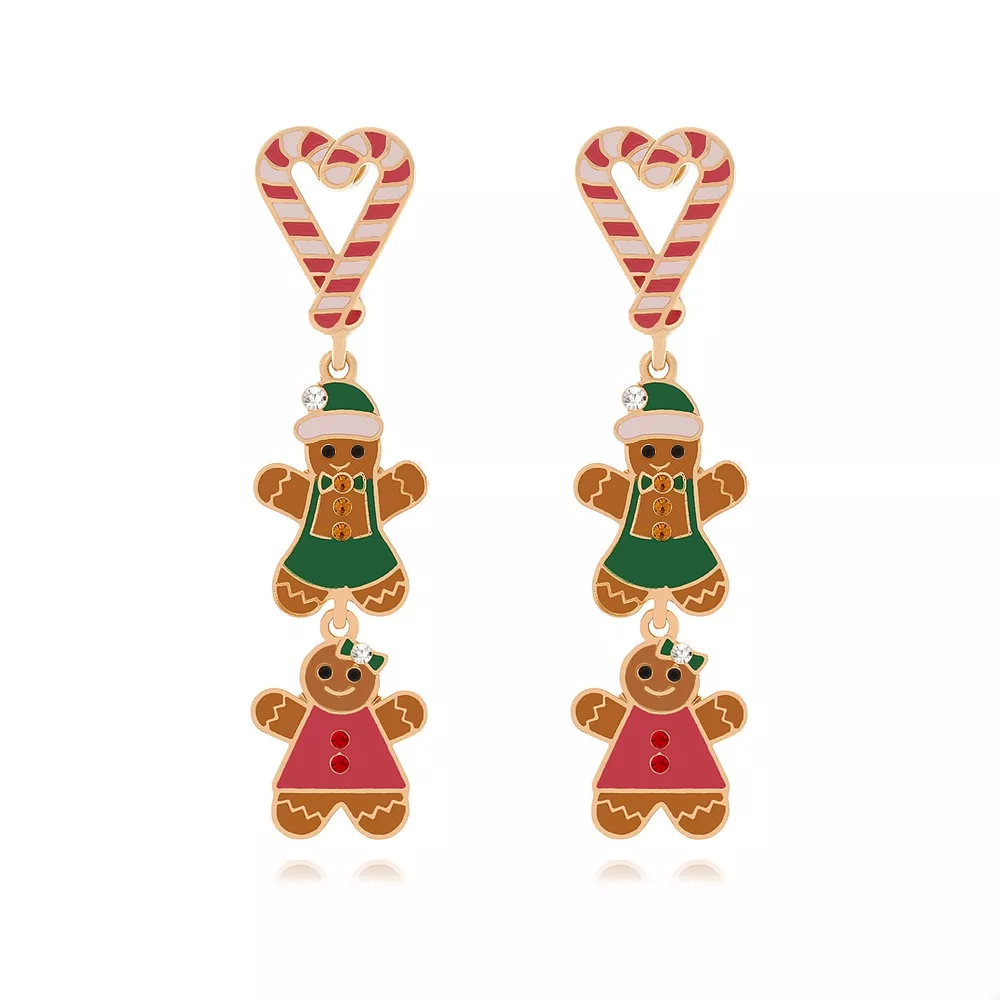 Christmas Gingerbread Man Dangle Earrings, image 4