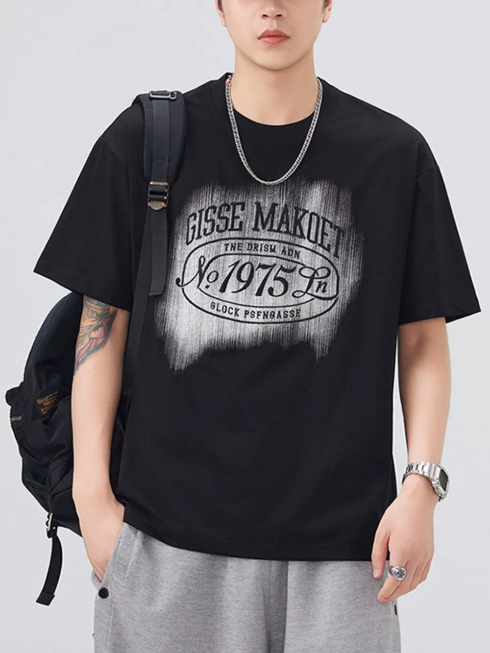 Men's Plus Size Graphic Round Neck Short Sleeve T-Shirt, image 2