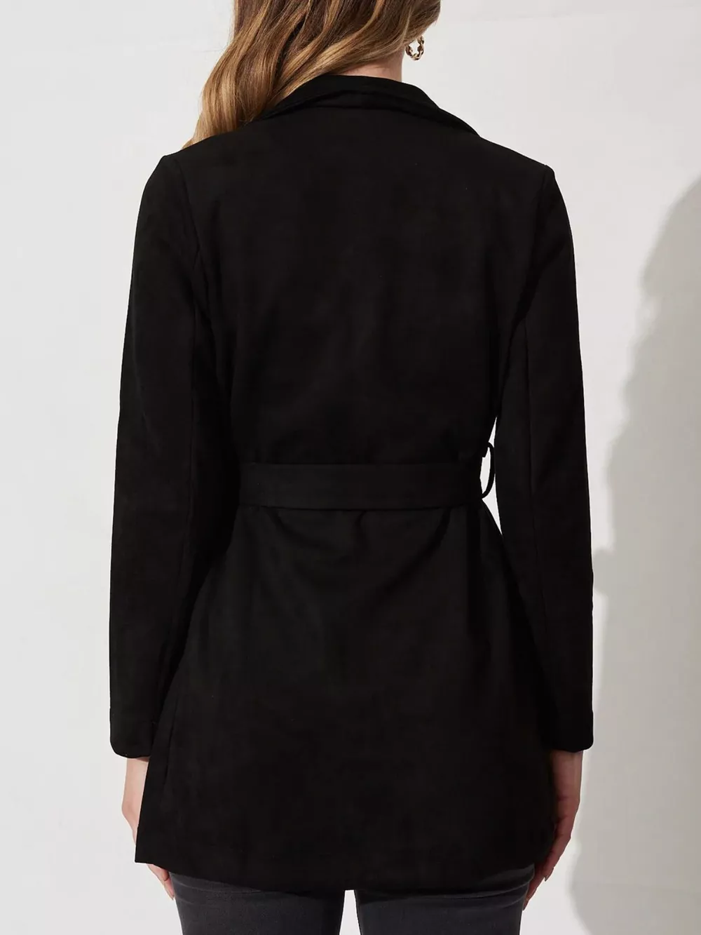 Suede Tie Waist Long Sleeve Outerwear, image 6