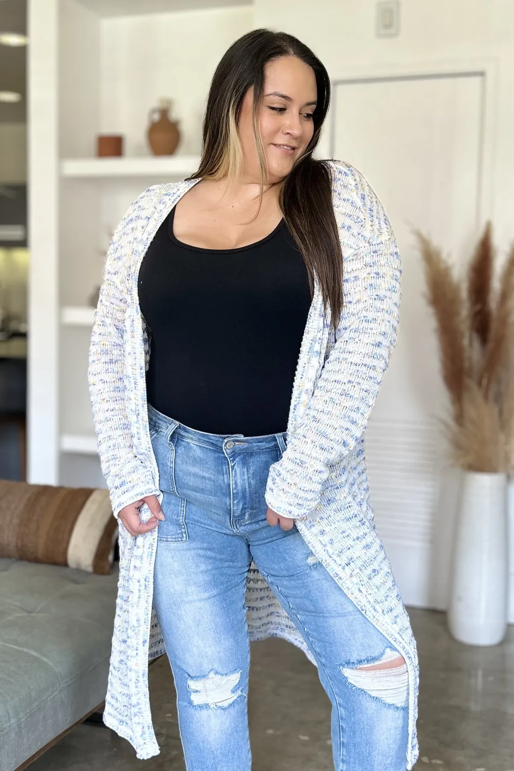 Full Size Open Front Longline Cardigan, image 29