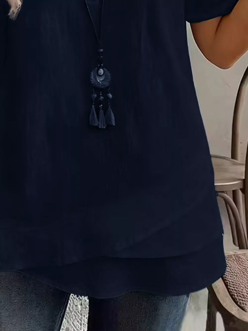 Notched Short Sleeve Blouse, image 24