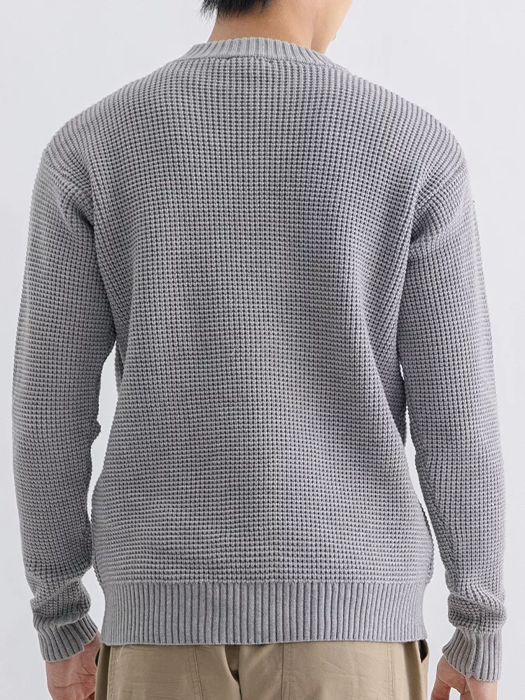 Men's Plus Size Waffle Knit Crew Neck Sweater, image 5