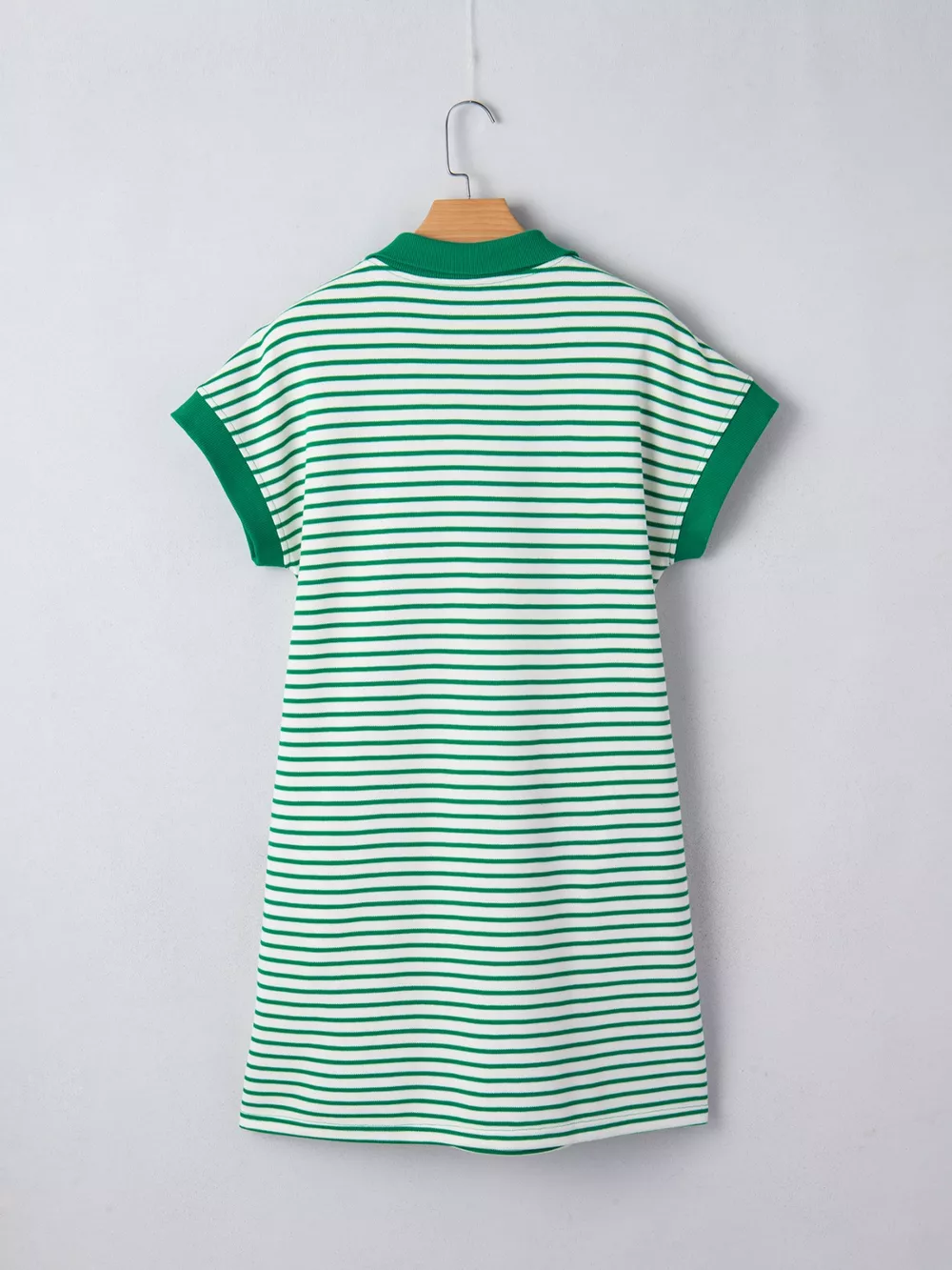 Stripe Quarter Zip Polo Collar T Shirt Dress with Pockets, image 17