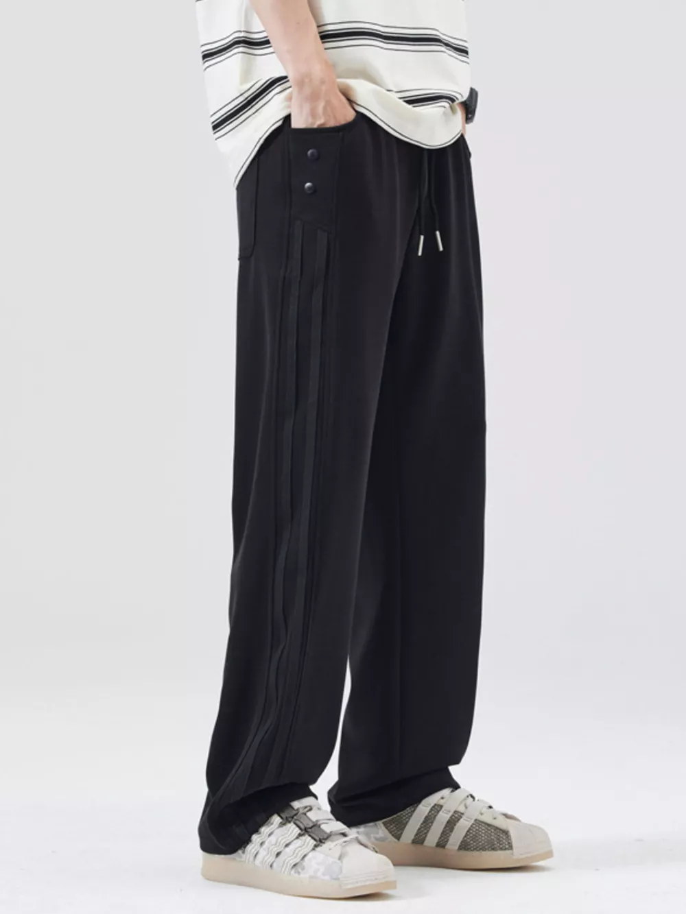 Men's Full Size Drawstring Wide Leg Casual Pants Plus Size, image 8