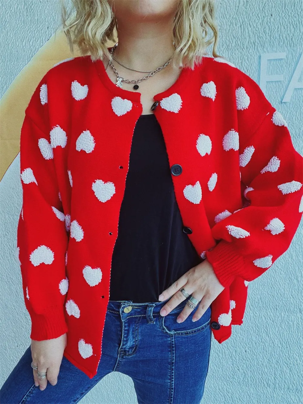 Heart Button Up Long Sleeve Cardigan, image 11