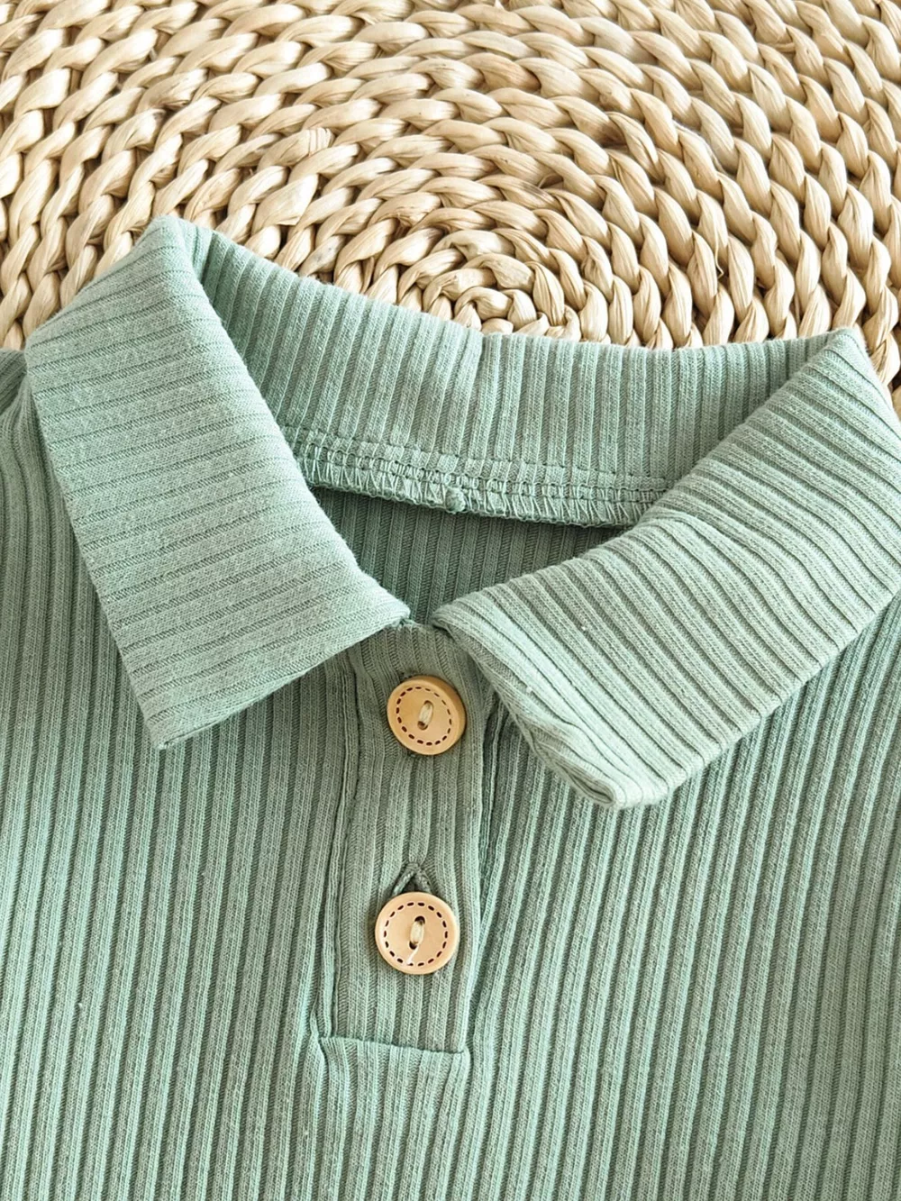 Children's Ribbed Knit Polo Bodysuit & Shorts Set, image 8