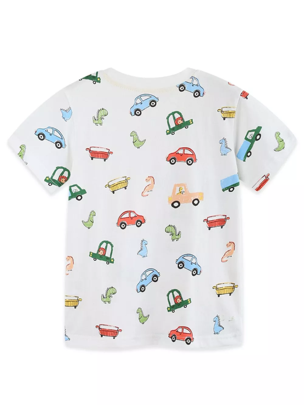 Children's Cartoon Car & Dinosaur Print Crew Neck Short Sleeve T-Shirt, image 6