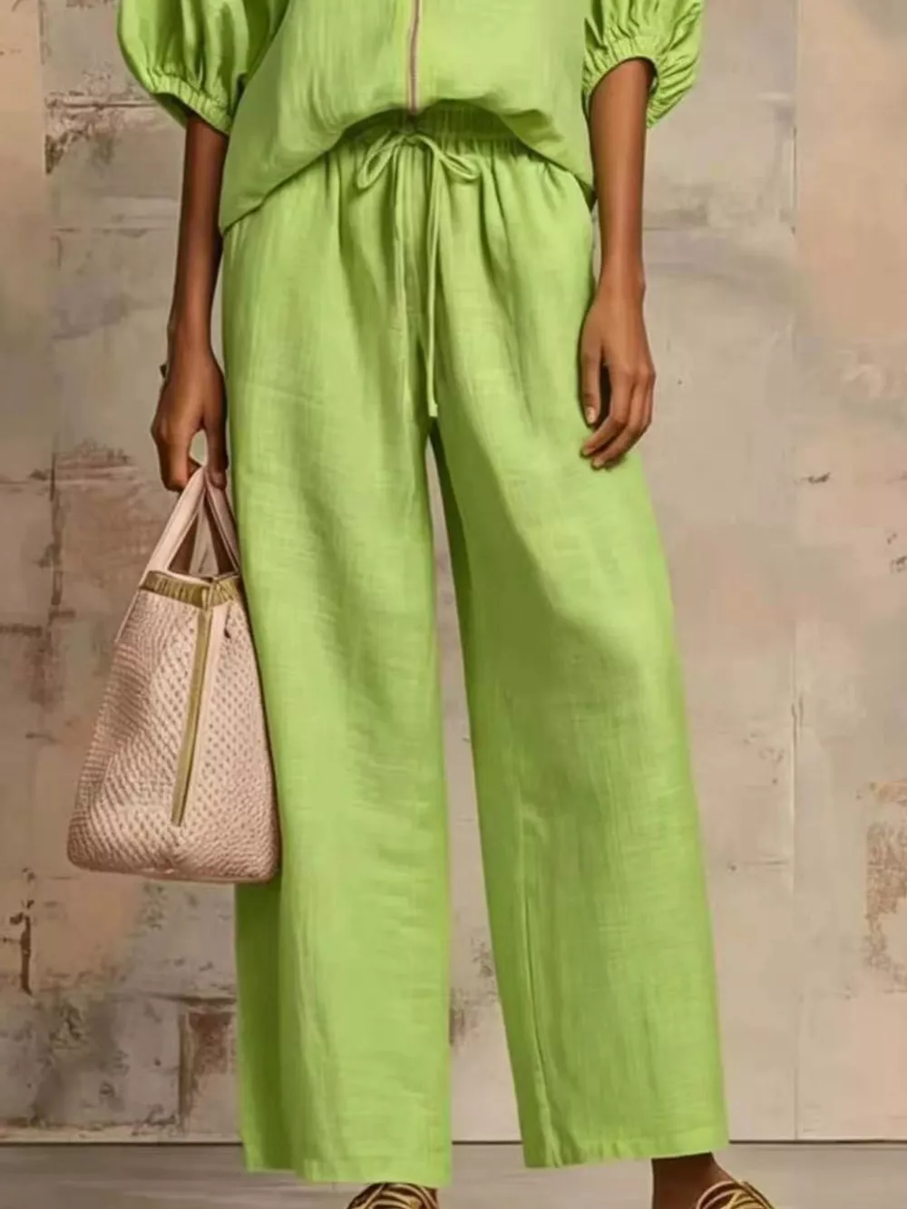 Full Size Zip-Front Top and Wide-Leg Pants Set Plus Size, image 18