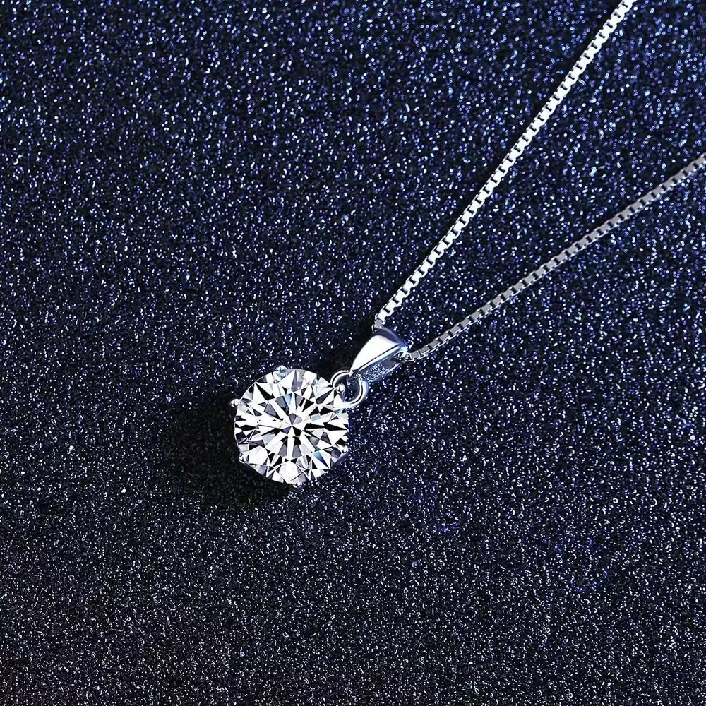 1 Carat Moissanite 925 Sterling Silver Pendant Necklace, image 2