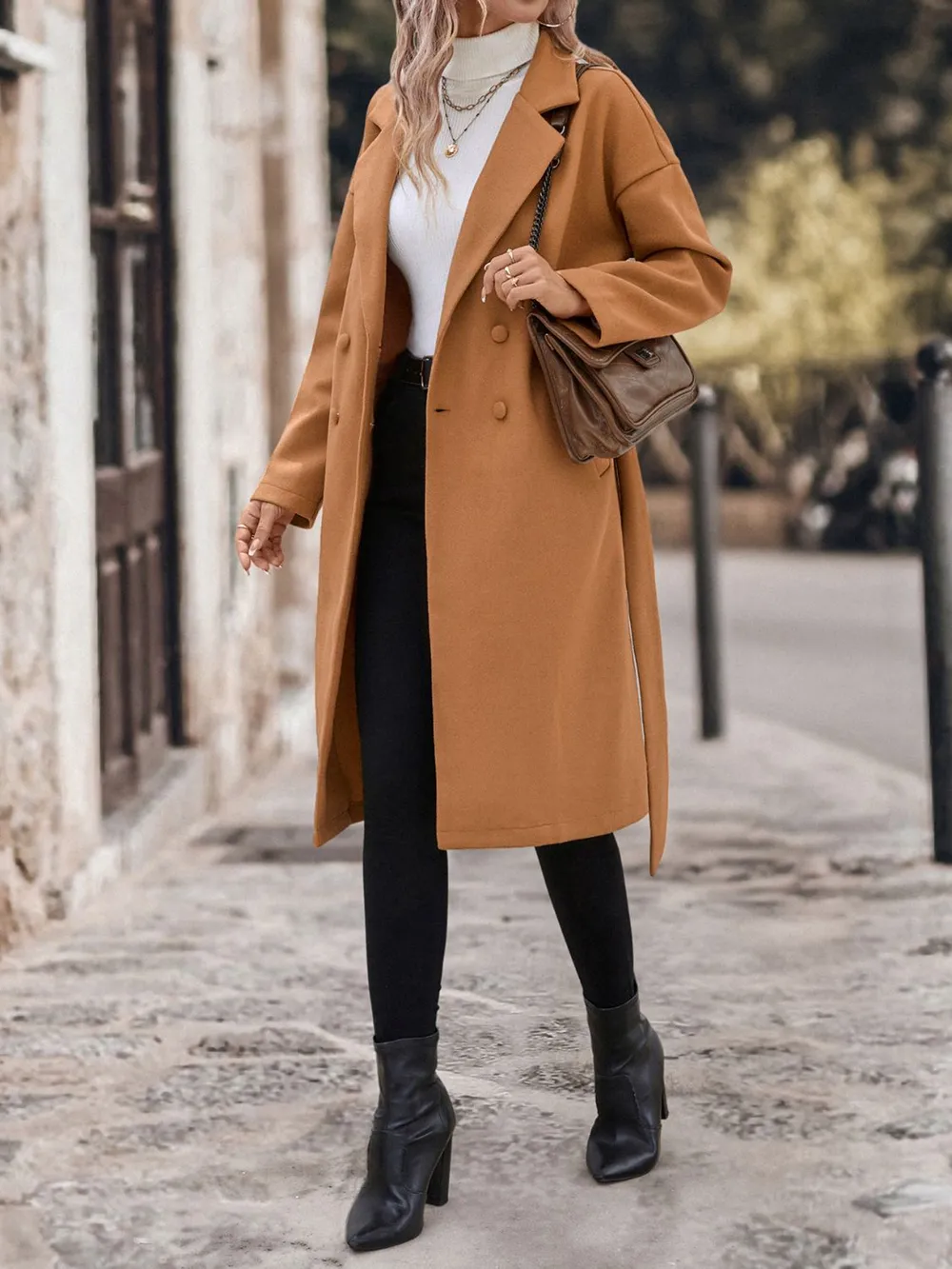 Dropped Shoulder Tie Waist Coat, image 5