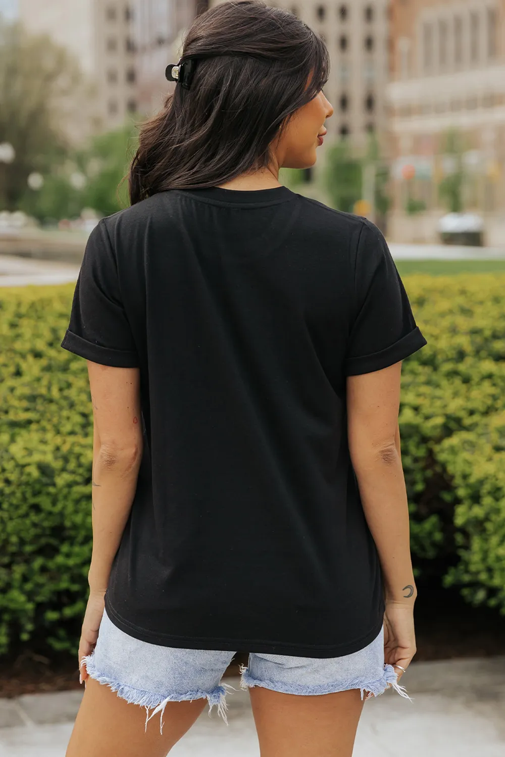 Bow Graphic Round Neck Short Sleeve T-Shirt, image 3