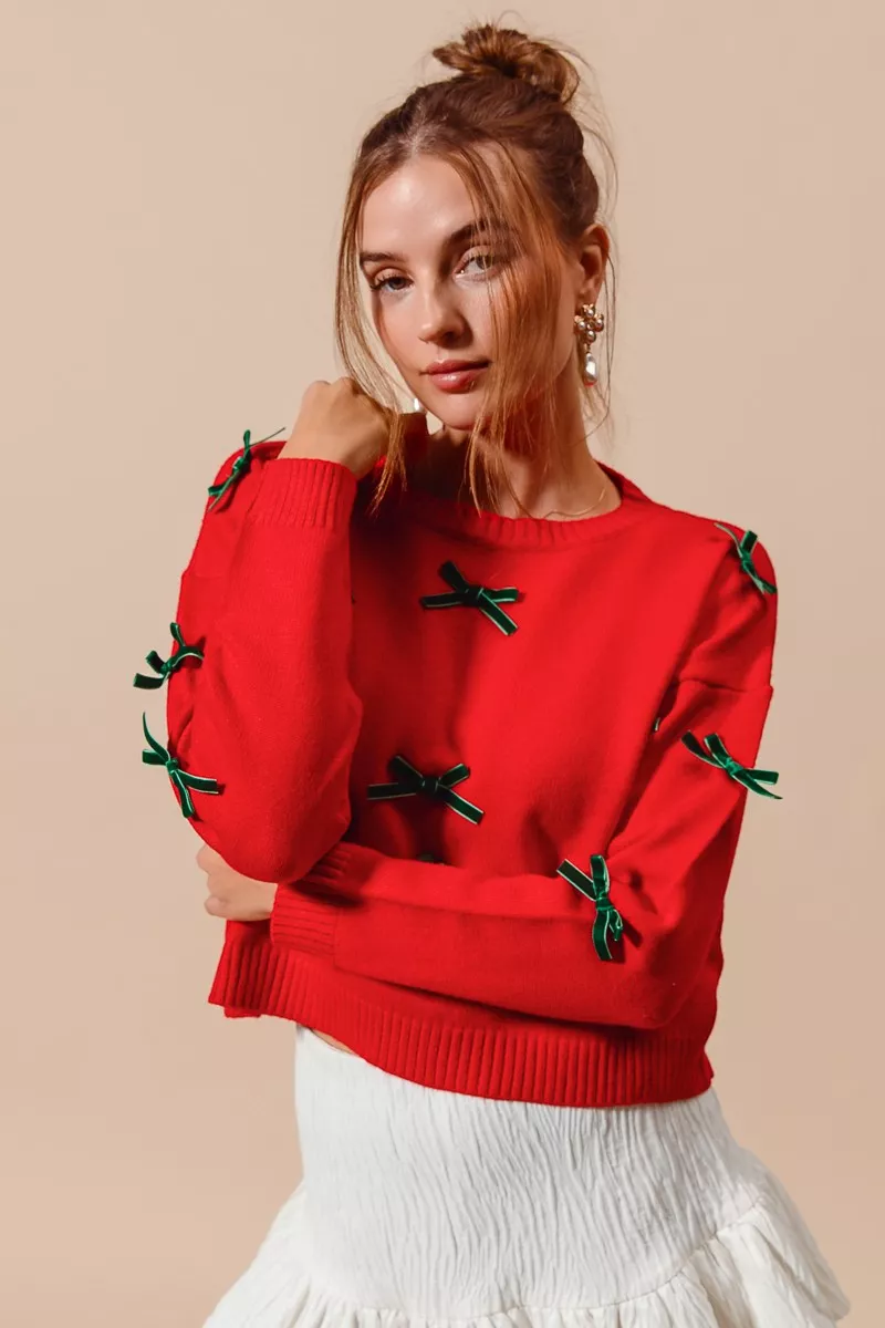 Ribbon Bow Applique Sweater, image 4