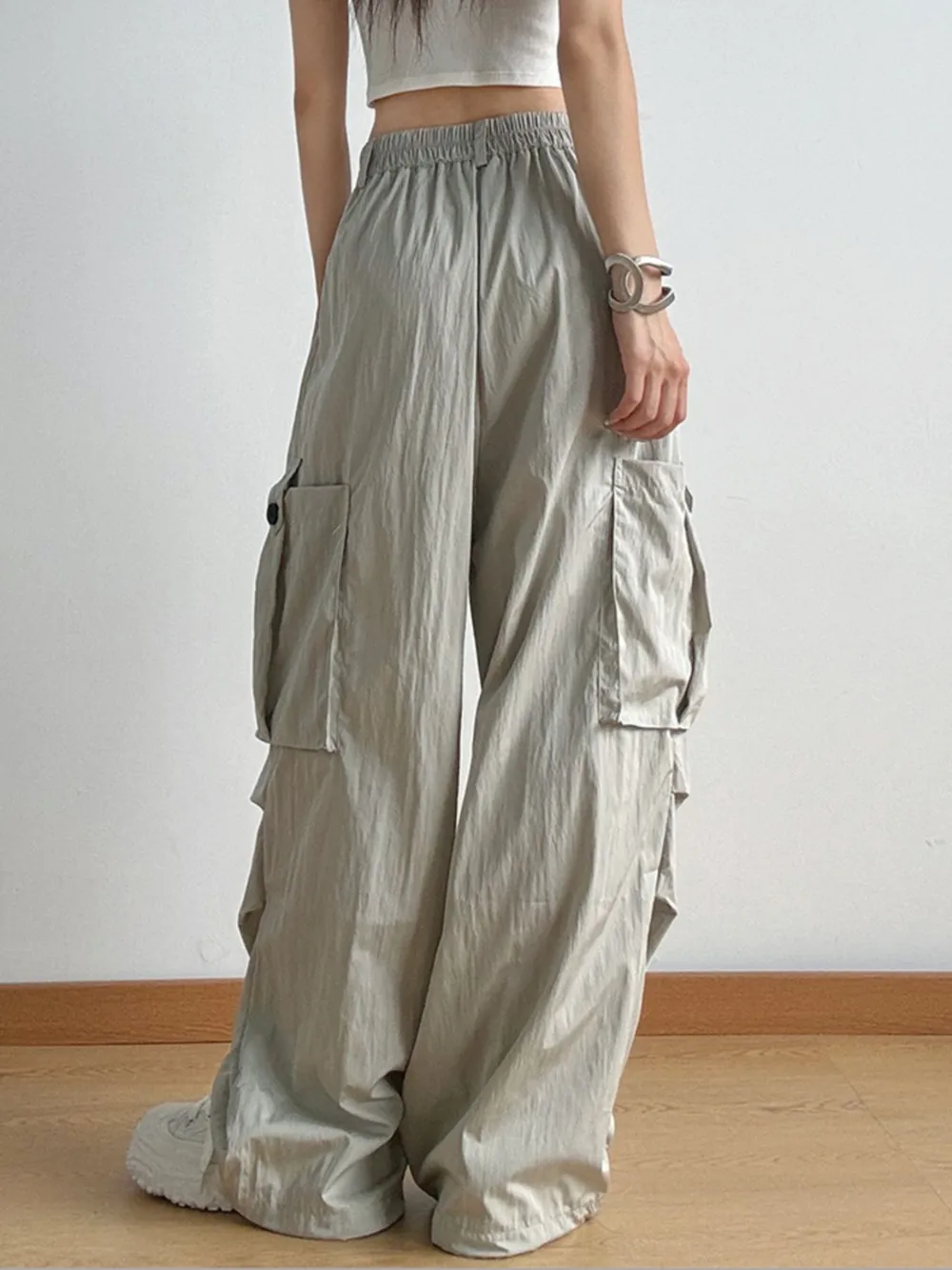 Drawstring Wide Leg Cargo Pants, image 5