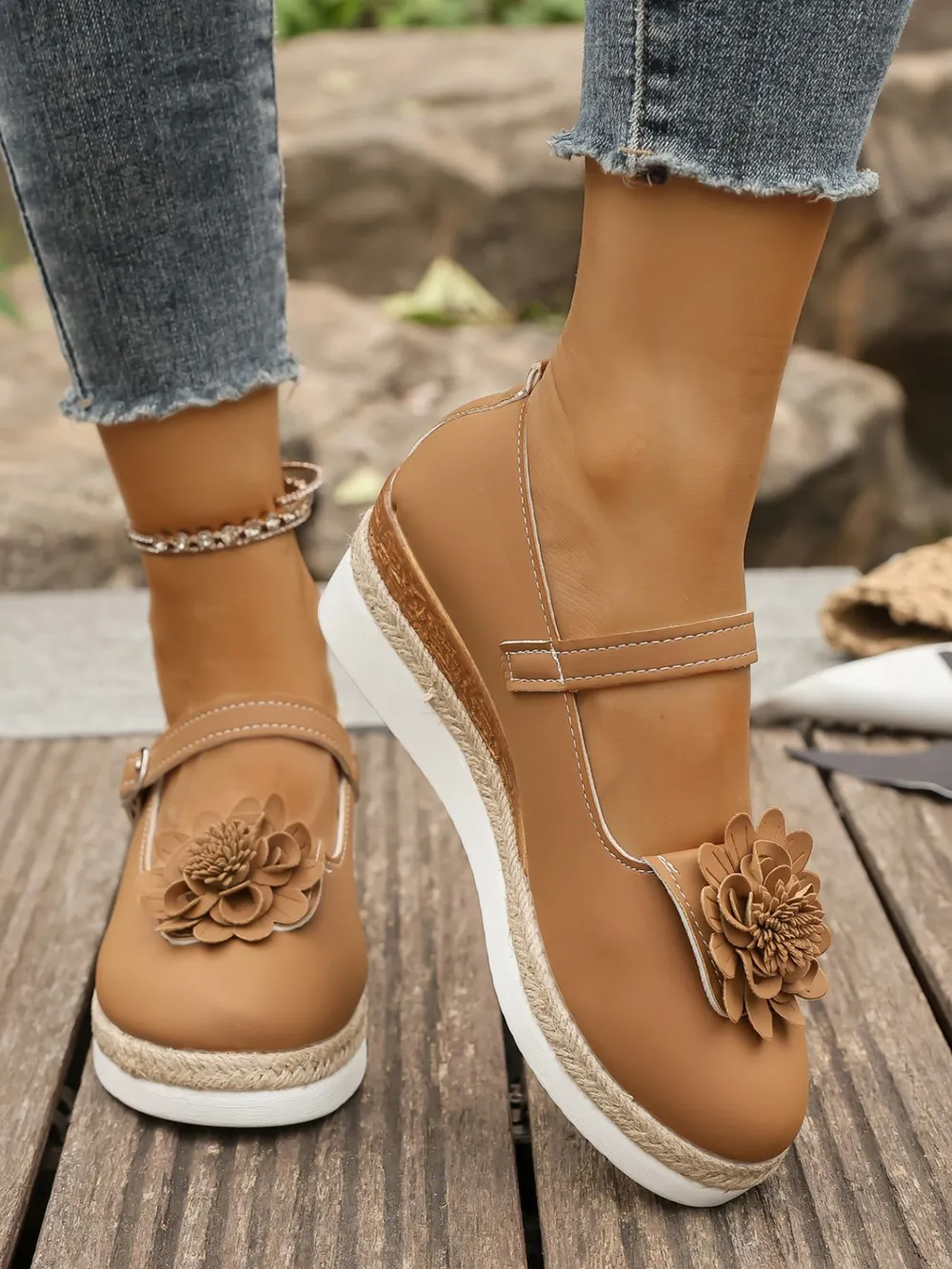 Flower Embellished Mary Jane Loafers, image 11