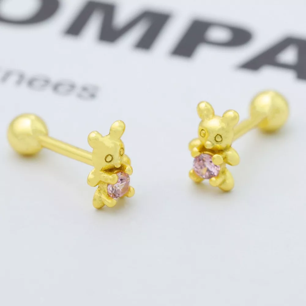 925 Sterling Silver Bear Stud Earrings, image 6