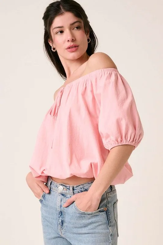 Linen Two-Way Short Sleeve Crop Blouse, image 5