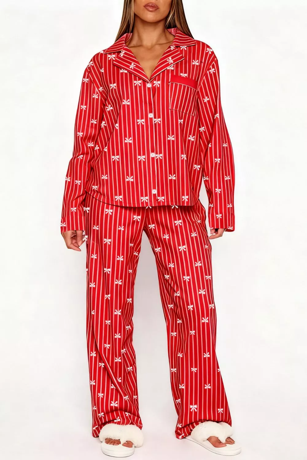Bow Print Top and Wide Leg Pants Lounge Set, image 4