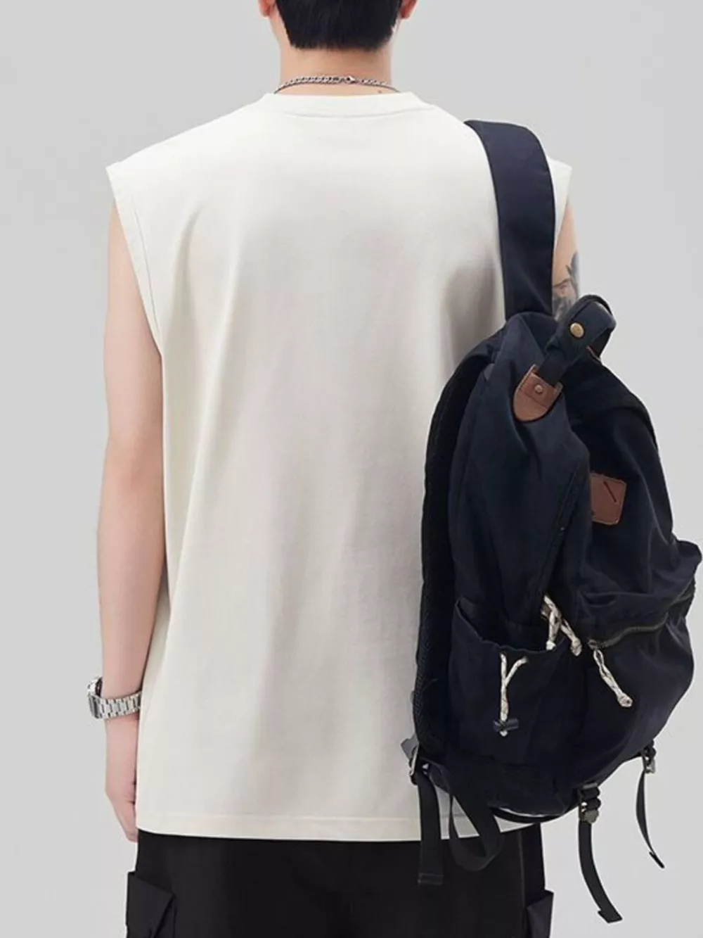 Men's Plus Size Round Neck Tank, image 3