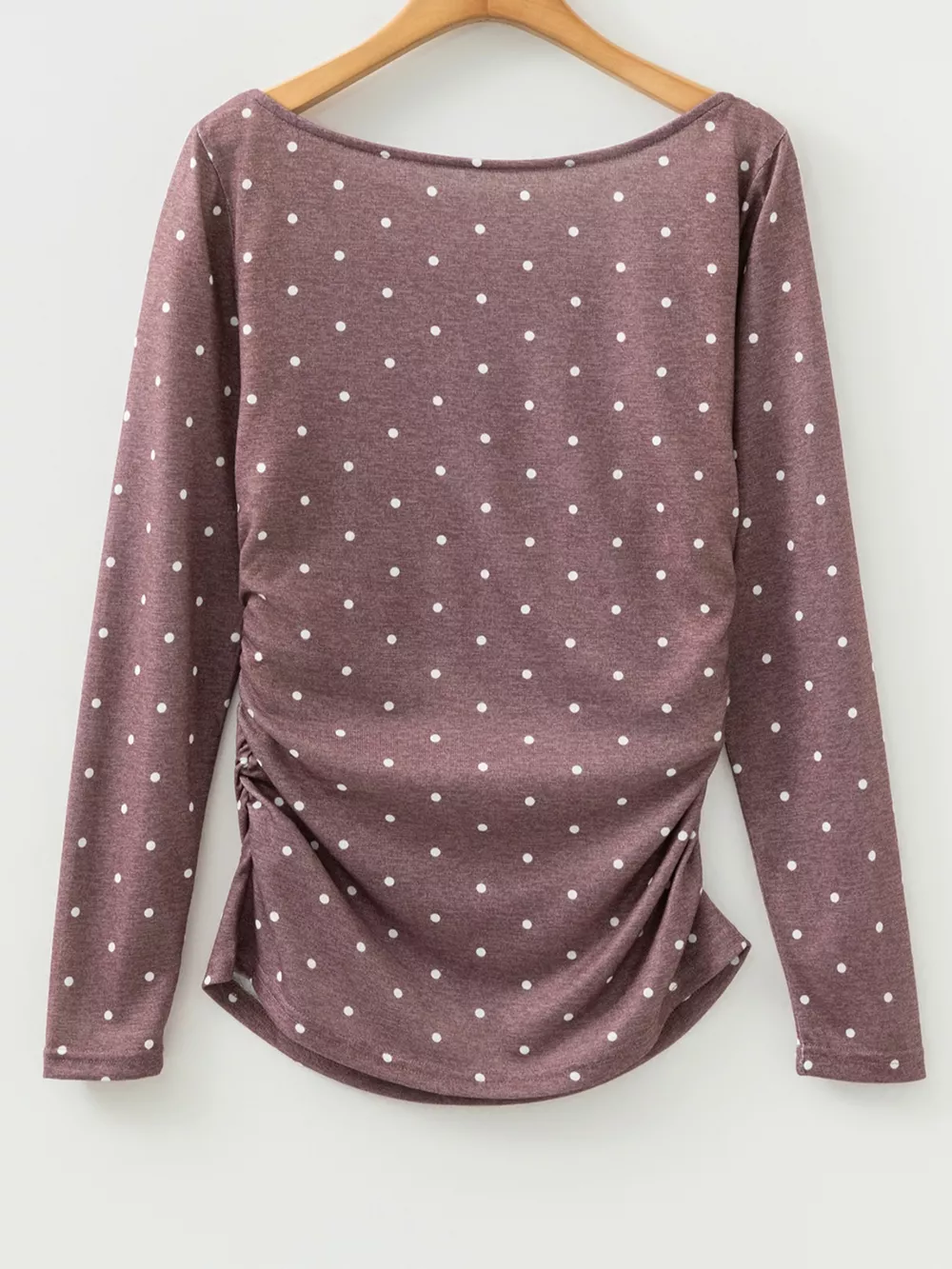 Polka Dot Boat Neck Knit Long Sleeve T Shirt, image 14