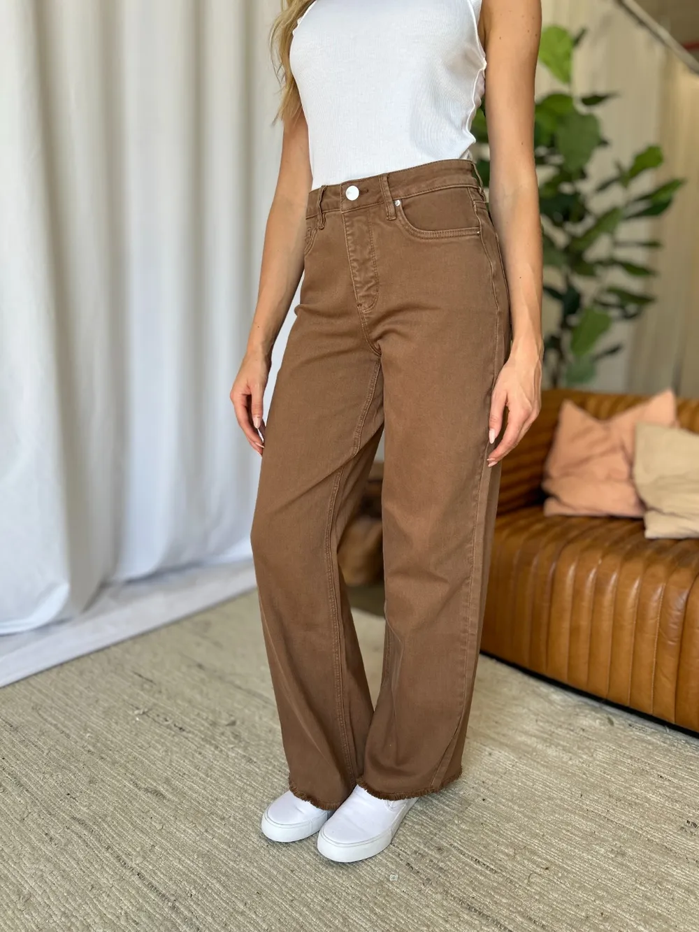 Full Size High Rise Garment Dye Wide Leg Jeans, image 15