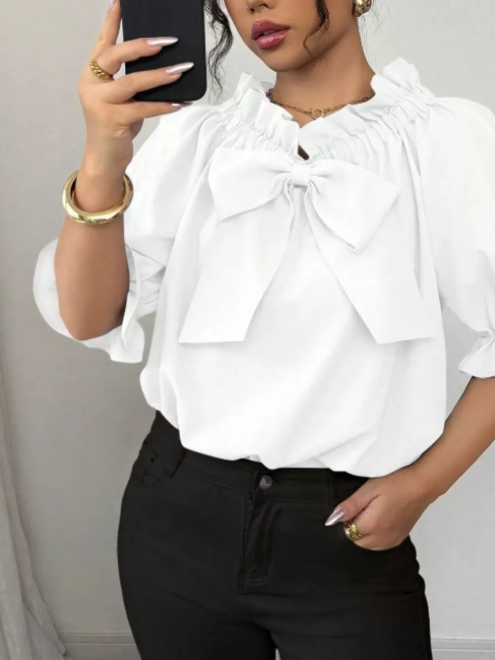 Bow Flounce Sleeve Blouse, image 13