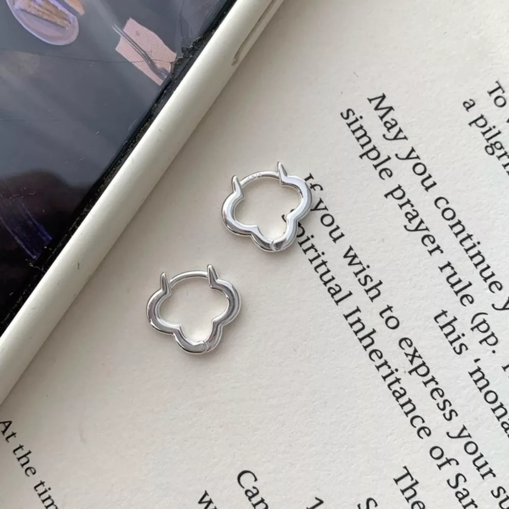925 Sterling Silver Four Leaf Clover Earrings, image 4