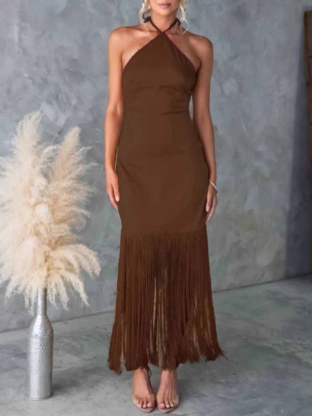 Fringe Halter Neck Dress, image 14
