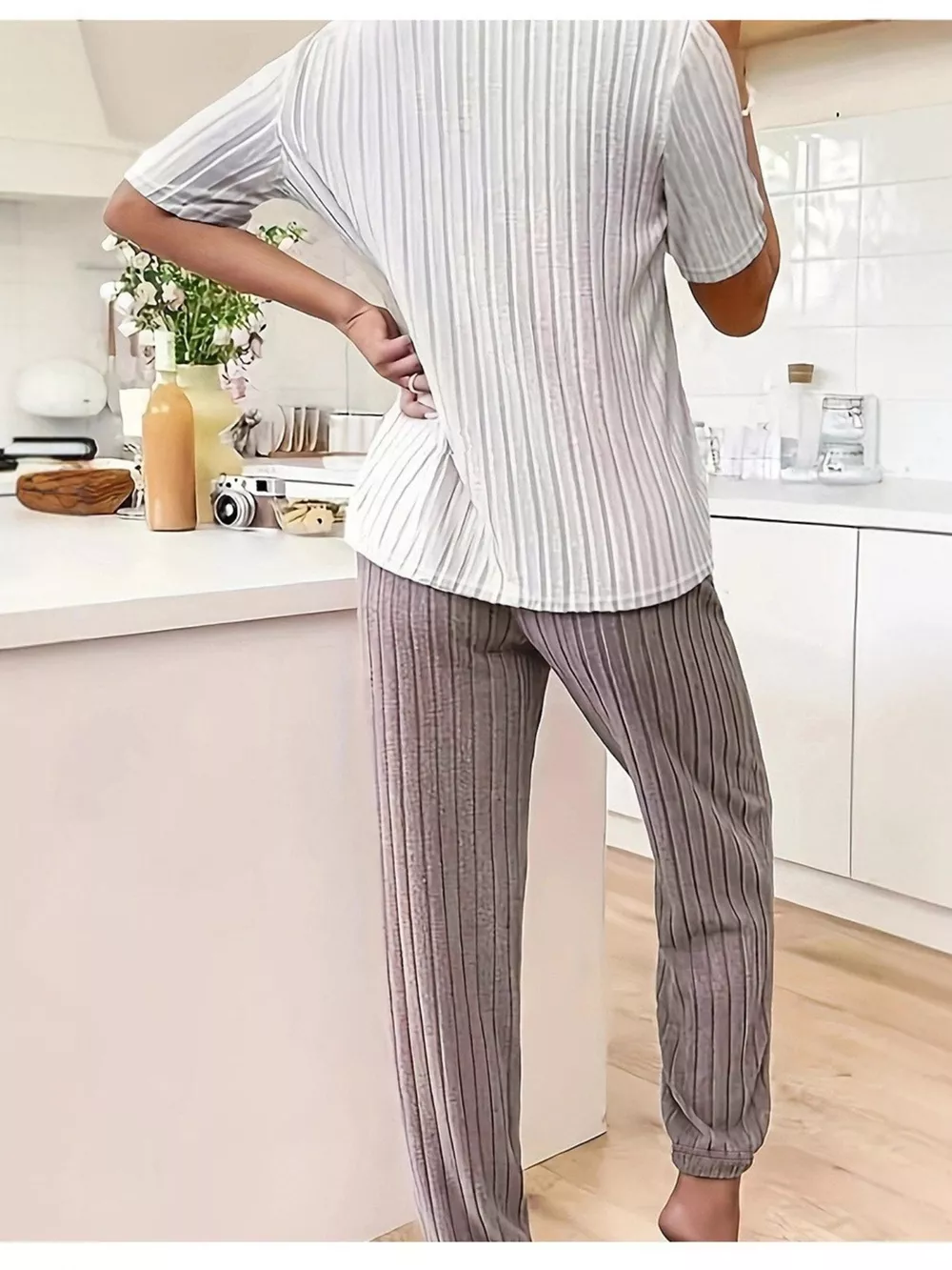 Heart Ribbed Knit Top and Pants Lounge Set, image 4