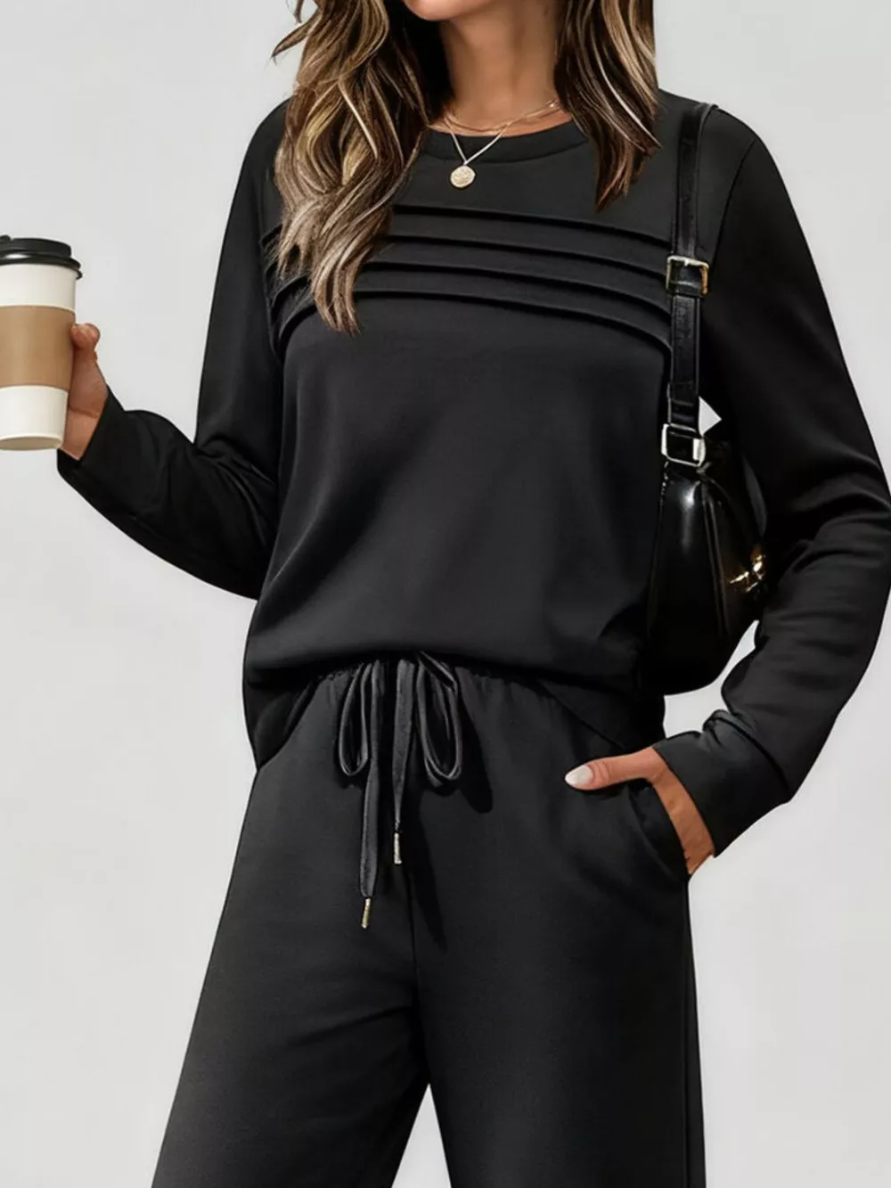 Full Size Casual Long Sleeve Top and Pants Set Plus Size, image 12