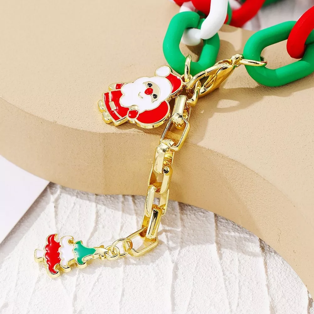 Christmas Festive Chain Link Bracelet with Santa Charm, image 4