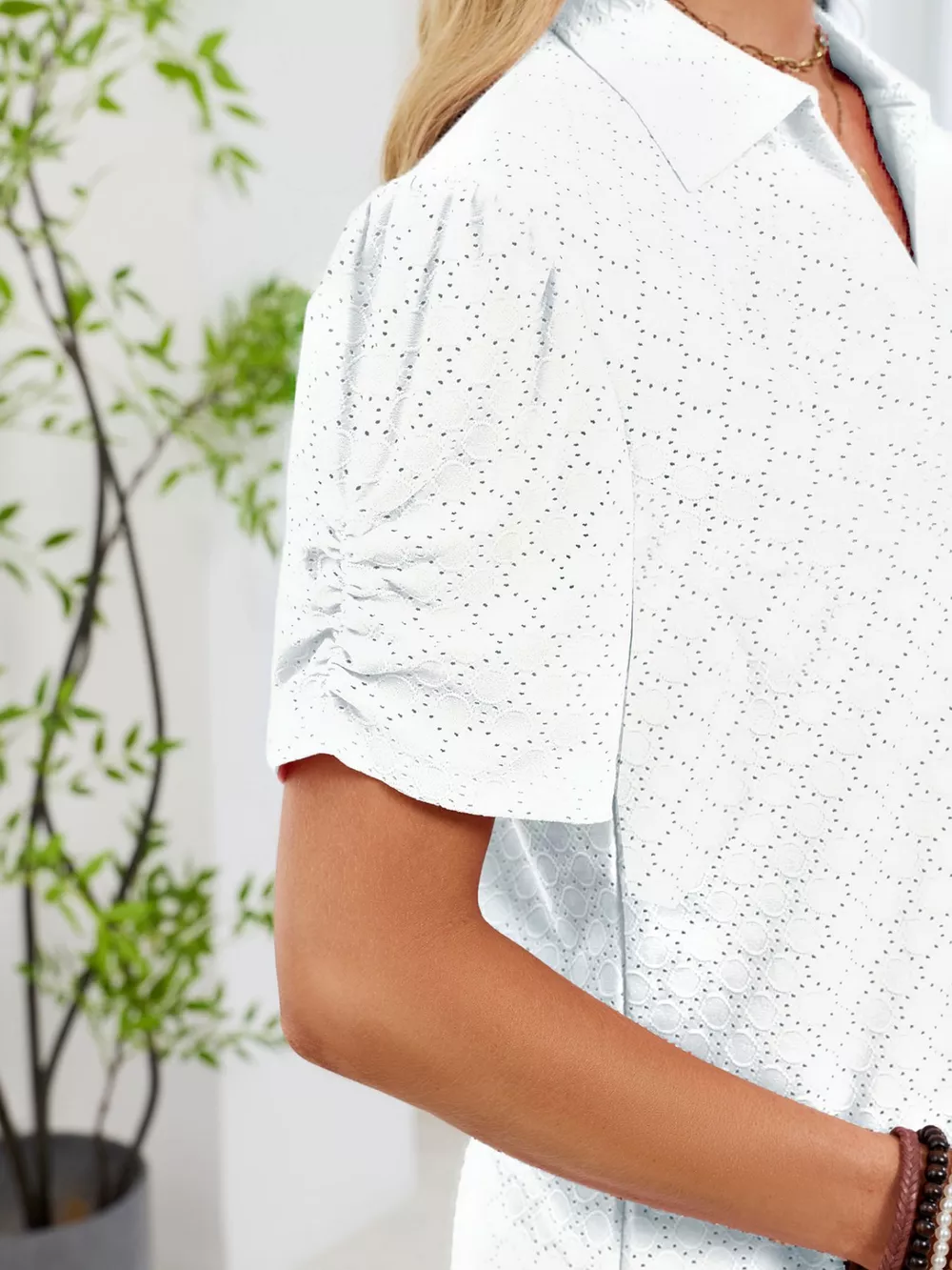 Eyelet Short Sleeve Blouse, image 16
