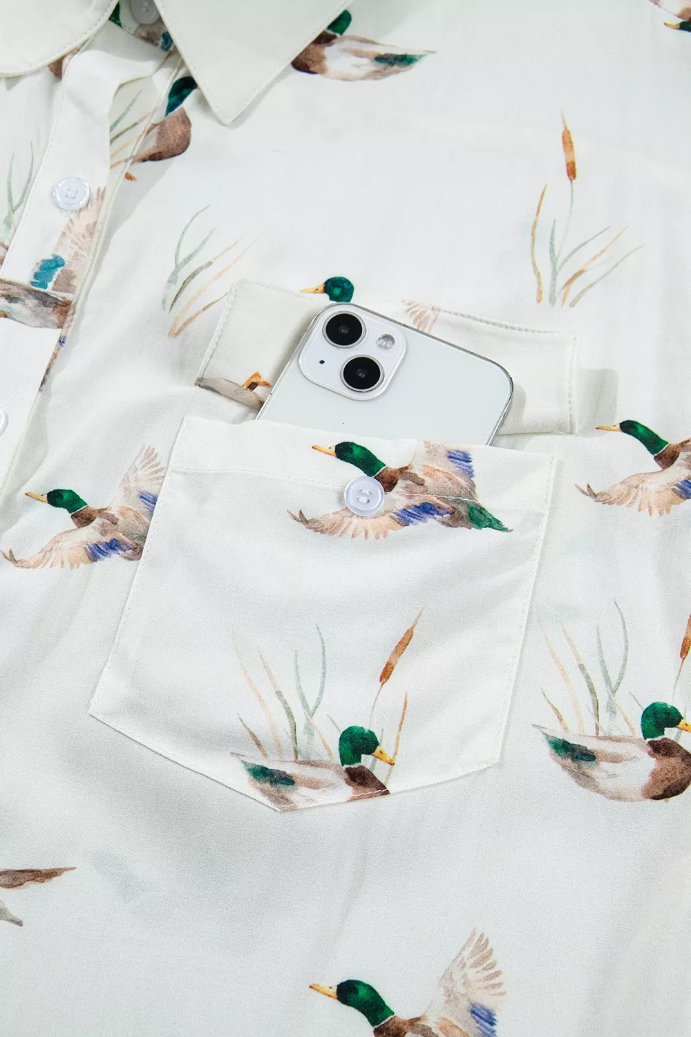 Mallard Printed Button Flap Pocket Short Sleeve Shirt, image 11