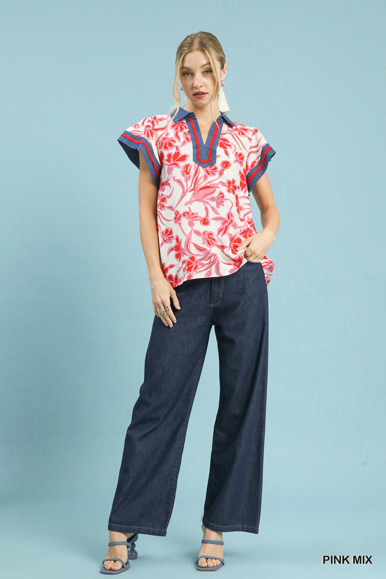 Floral Split Neck Top, image 5