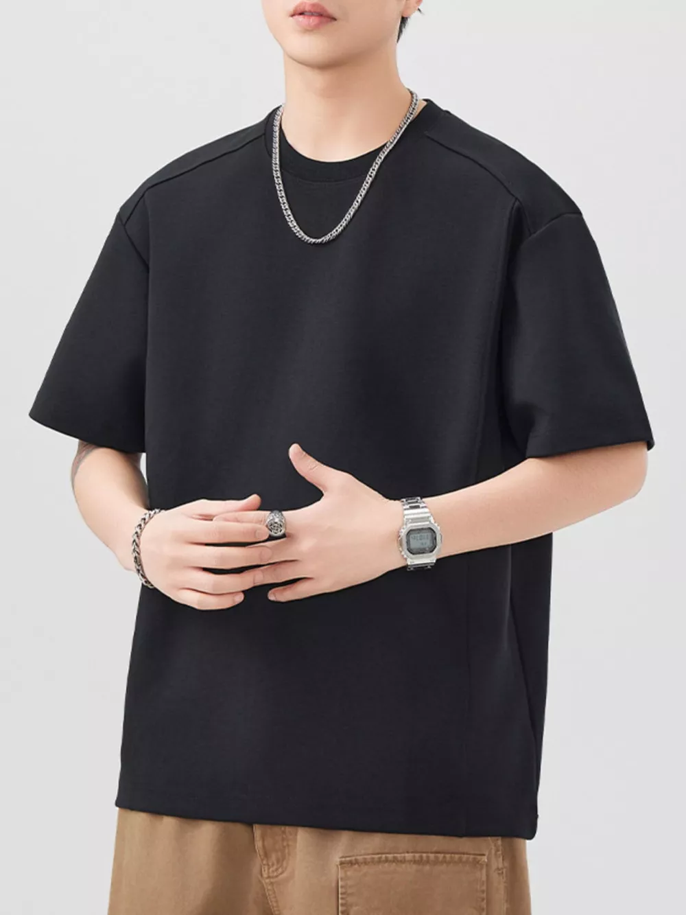 Men's Plus Size Solid Color Casual T-Shirt, image 7