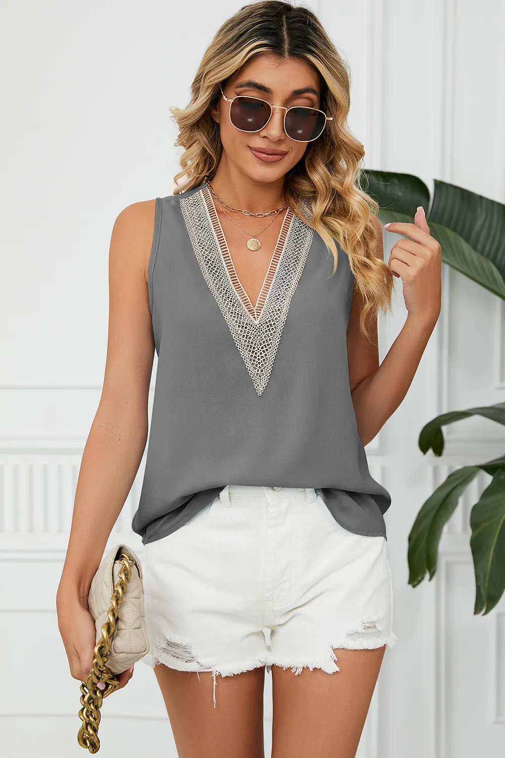 V-Neck Wide Strap Tank, image 14