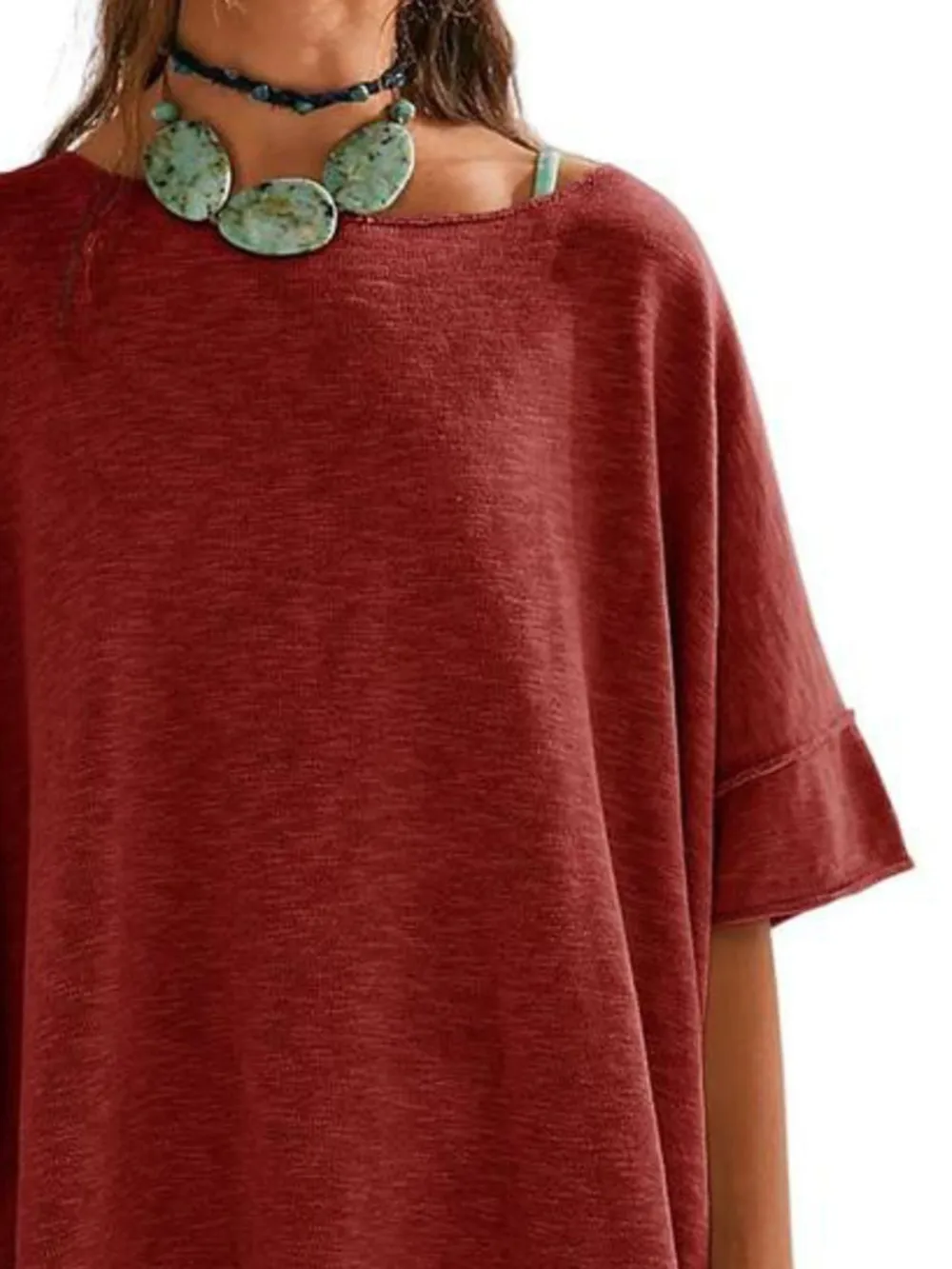 Oversized Round Neck Drop-Shoulder T-Shirt, image 8