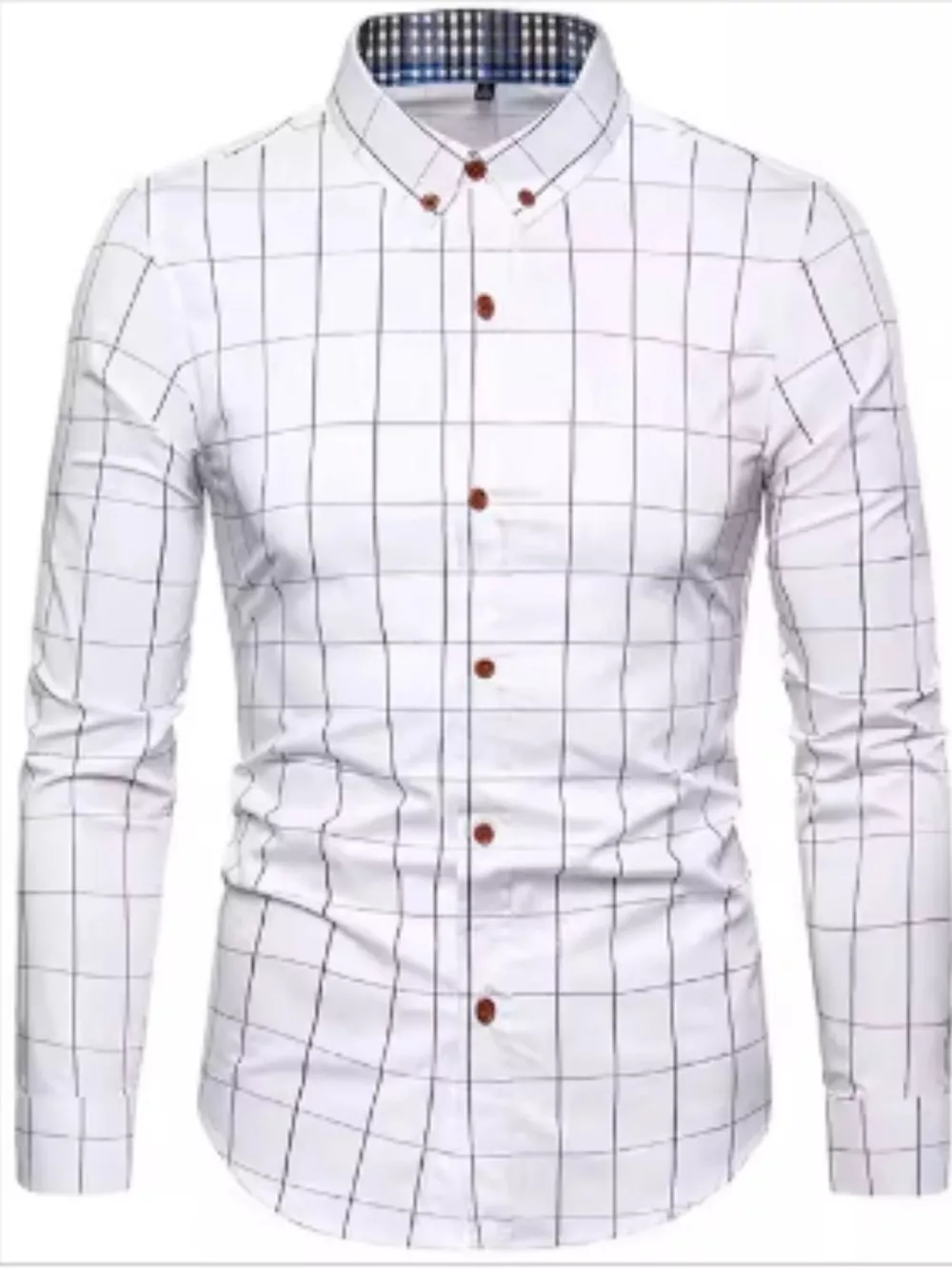 Men's Pus Size Plaid Button Up Long Sleeve Shirt, image 3