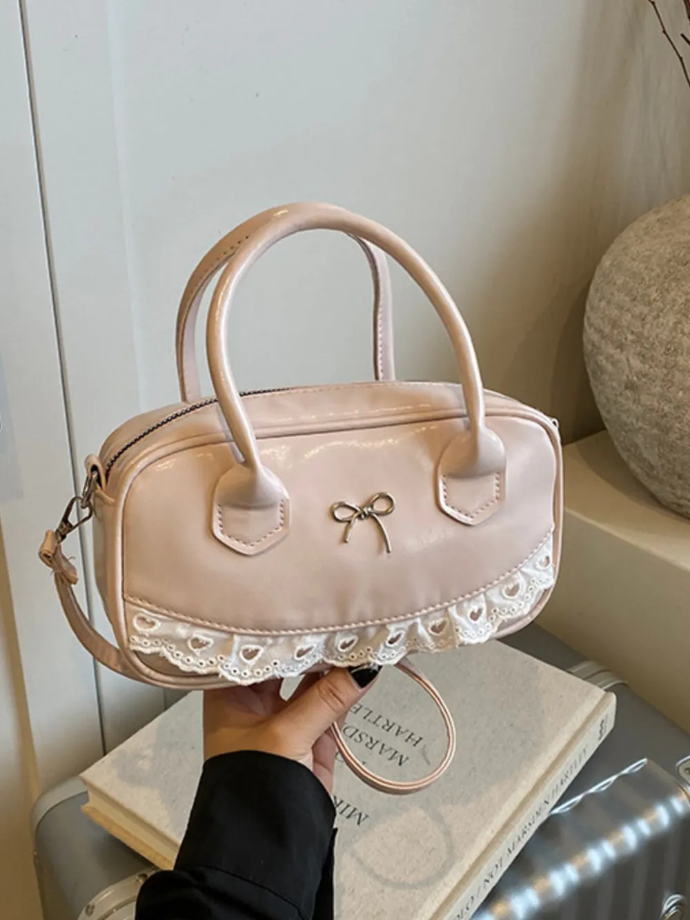 Lace Detail Bow Crossbody Bag, image 4