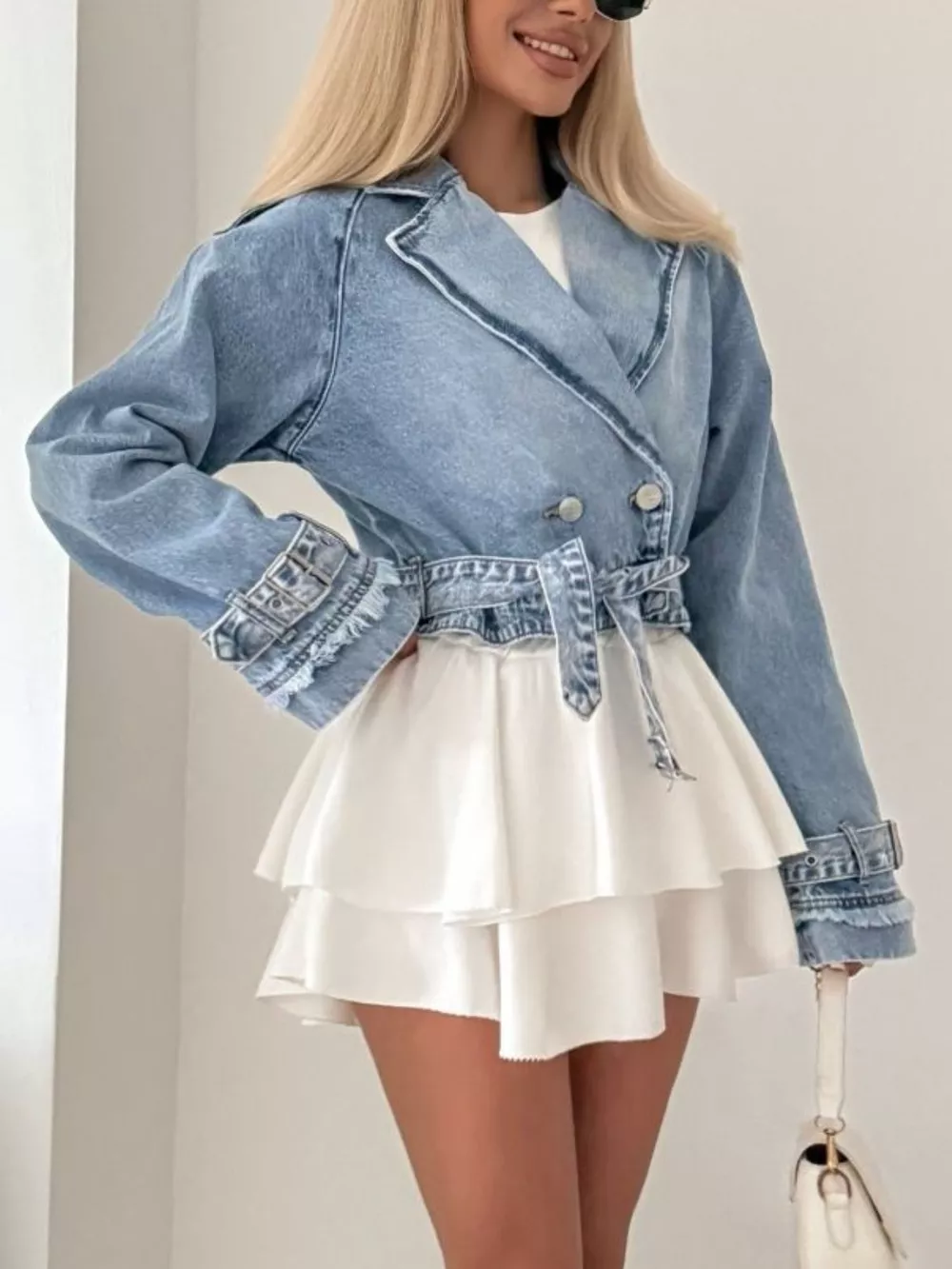 Long Sleeve Crop Denim Jacket, image 4