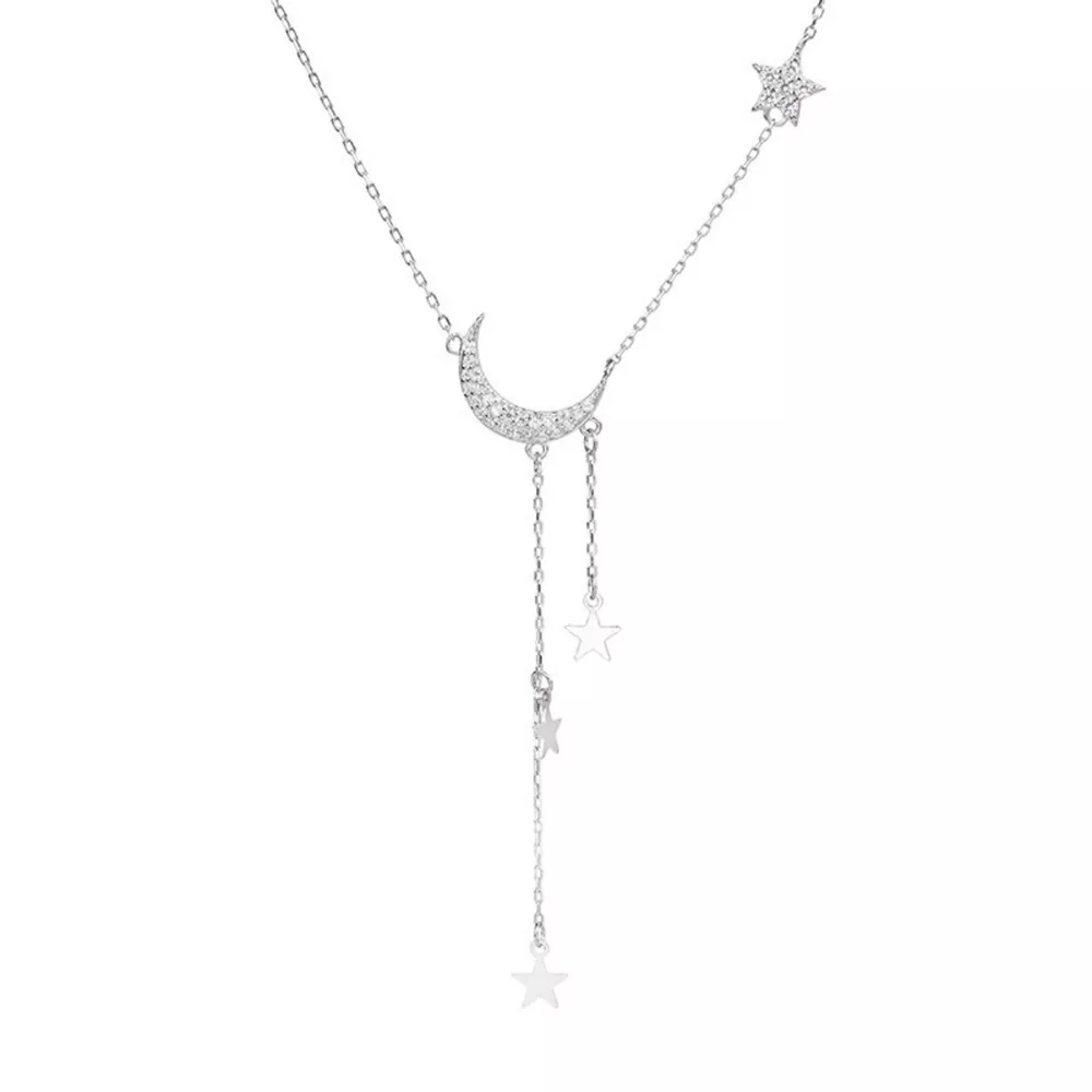 925 Sterling Silver Star Moon Necklace, image 5