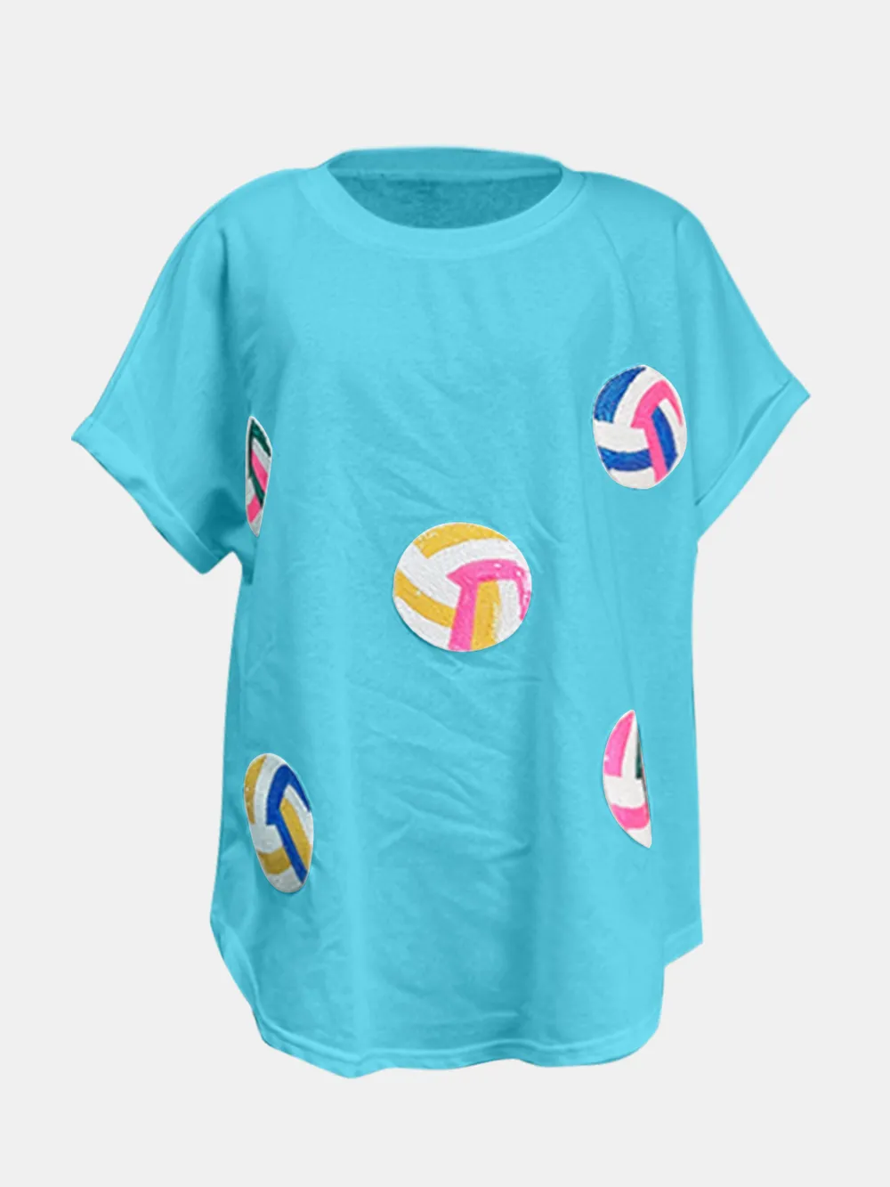 Sequin Round Neck Short Sleeve T-Shirt, image 8