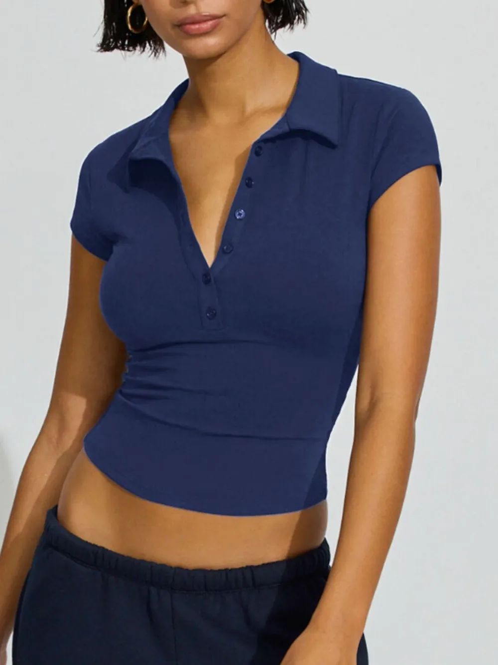 Collared Neck Short Sleeve Top, image 11