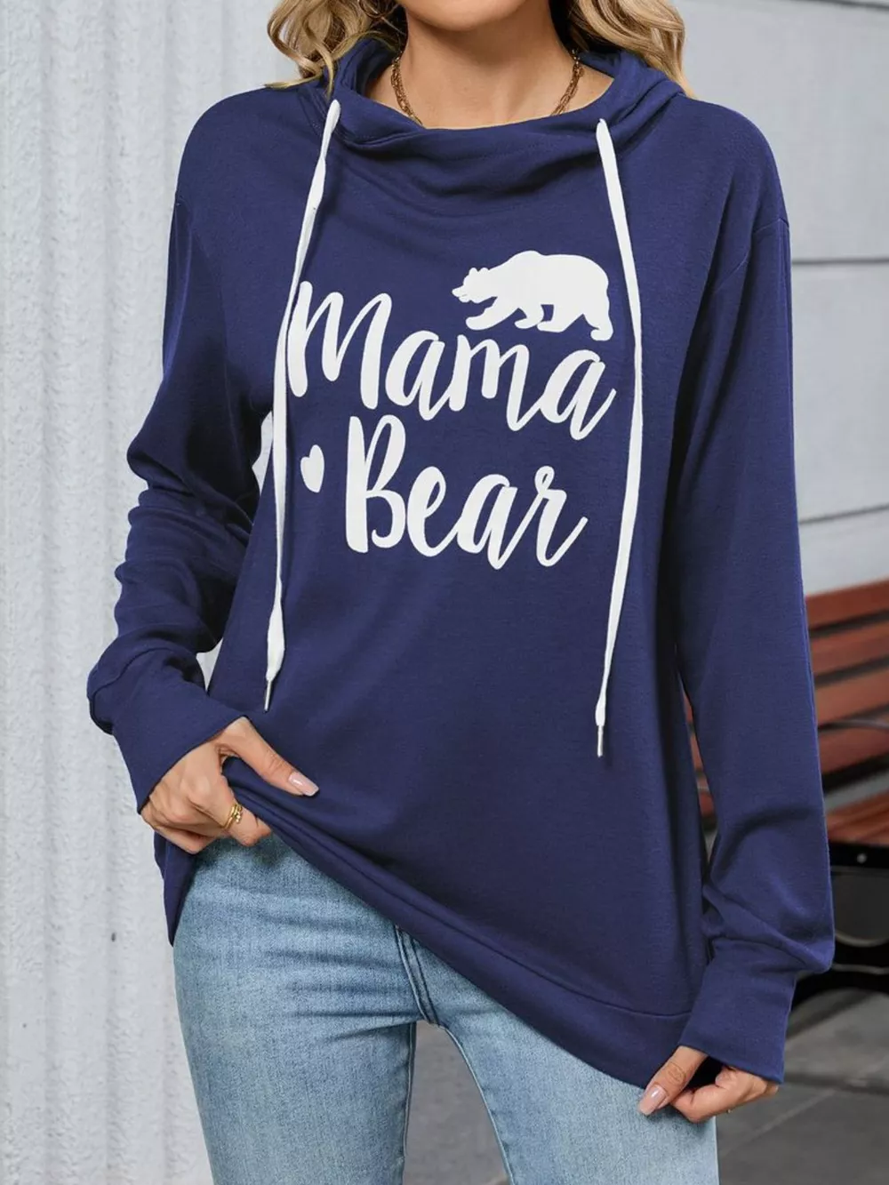 Contrast Letter Graphic Drawstring Long Sleeve Hoodie, image 20