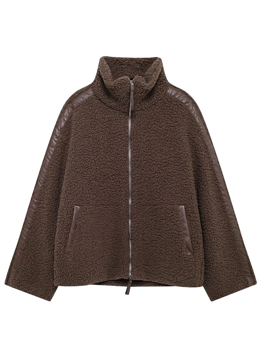 Zip Up Turtleneck Long Sleeve Plush Jacket, image 14