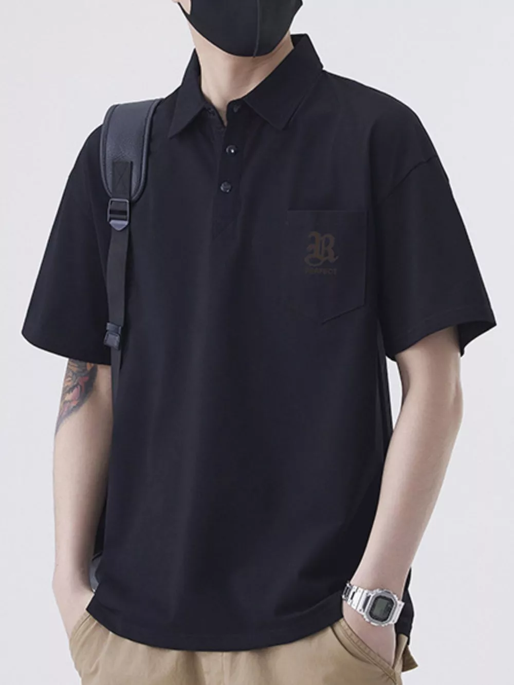 Men's Plus Size Button Detail Short Sleeve Polo